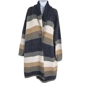 Chico's Cardigan Sweater Size 1 Multicolored Striped Polyester Blend NWT CJ-1192